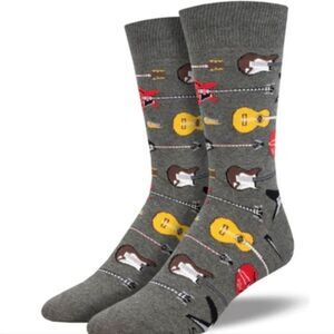 Socksmith Guitar Riff Crew Socks Multicolor Electric Acoustic Guitars OSFM New